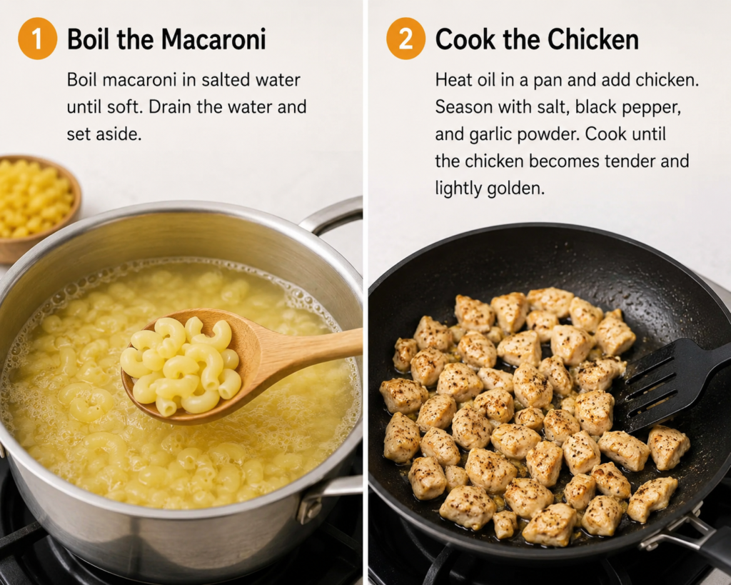Creamy Chicken Macaroni Without Oven – Easy & Cheesy Recipe