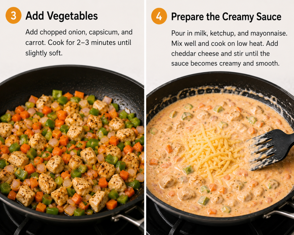 Creamy Chicken Macaroni Without Oven – Easy & Cheesy Recipe