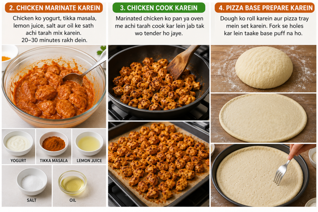 Chicken Tikka Pizza Homemade Recipe 