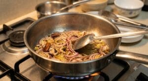 Frying onions for restaurant style biryani masala