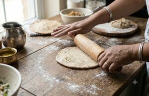 Roll: Gently roll the stuffed ball into a flat paratha. Be careful not to press too hard, or the Cheese paratha recipe may leak out. alt likh dain