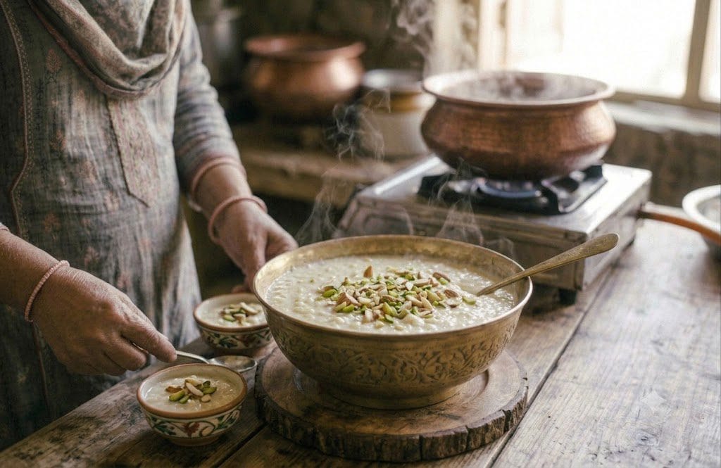 Shahi Kheer mein khoya shamil karte hue aur gaarha (thick) hone tak pakate hue"aur serve kar dain