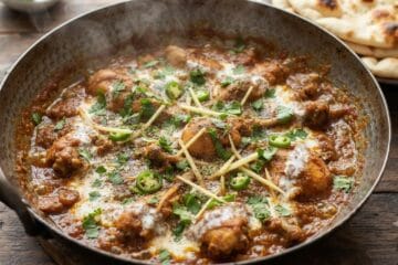 Serving piping hot Restaurant Style Chicken Karahi Recipe with naan or tandoori roti