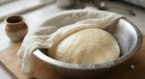 Homemade Halwa Puri Recipe ke liye aate ko gundh kar dhak kar rakhne ka marhala