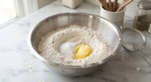 Homemade Halwa Puri Recipe ke liye maida aur atta gundhne ka marhala" Aap ise