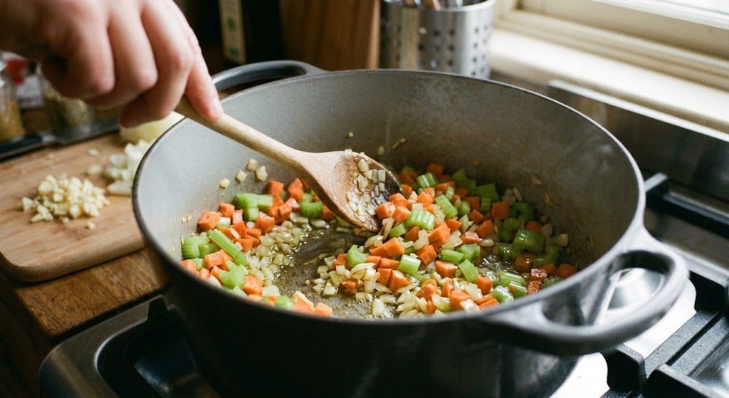 Adding sauce ingredients