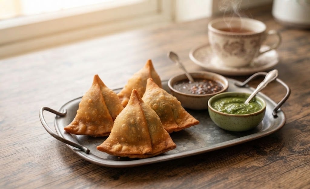 Ghar par banaye gaye, bakery-style Crispy Samosa Recipe ka ek close-up shot. Is video mein dekhein ke bazaar jaise khasta samosa sirf 15 minute mein kaise tayar kiye ja sakte hain. Step-by-step guide, aalu ki filling, aur folding ka asaan tareeka bataya gaya hai. Sham ki chai ka maza dubala karein garma-garam homemade samoson ke sath.