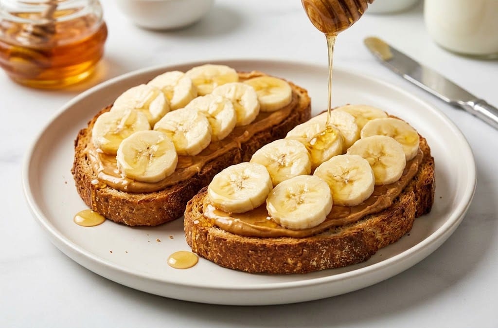 Crispy peanut butter banana toast drizzled with honey for Simple & Quick Meal Ideas for 12-Year-Old Beginners