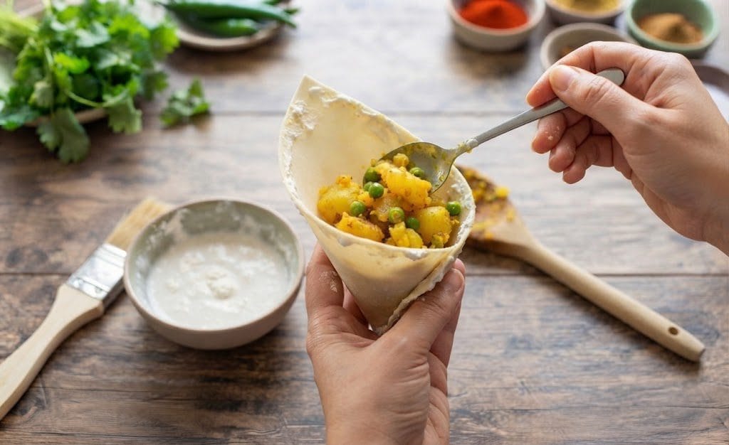 Crispy Samosa Recipe - Folding Samosas
